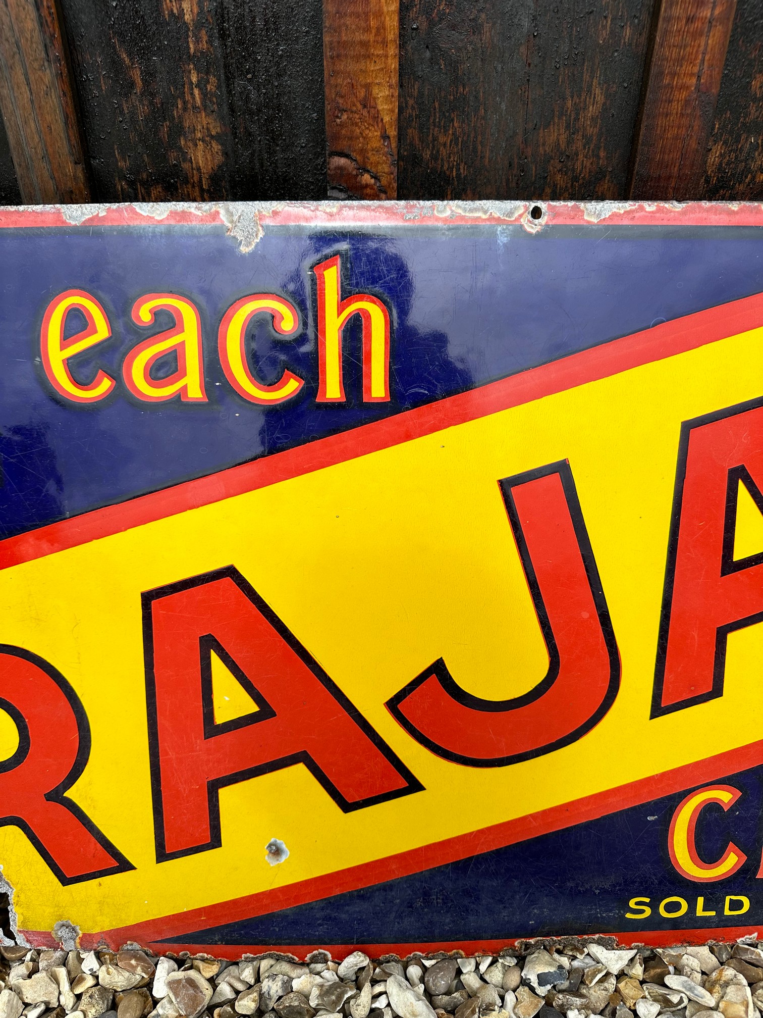 A tobacco enamel sign advertising Rajah Cigars at 2d each by Stainton & Hulme Ltd. B'Ham, 41 1/2 x - Bild 4 aus 5