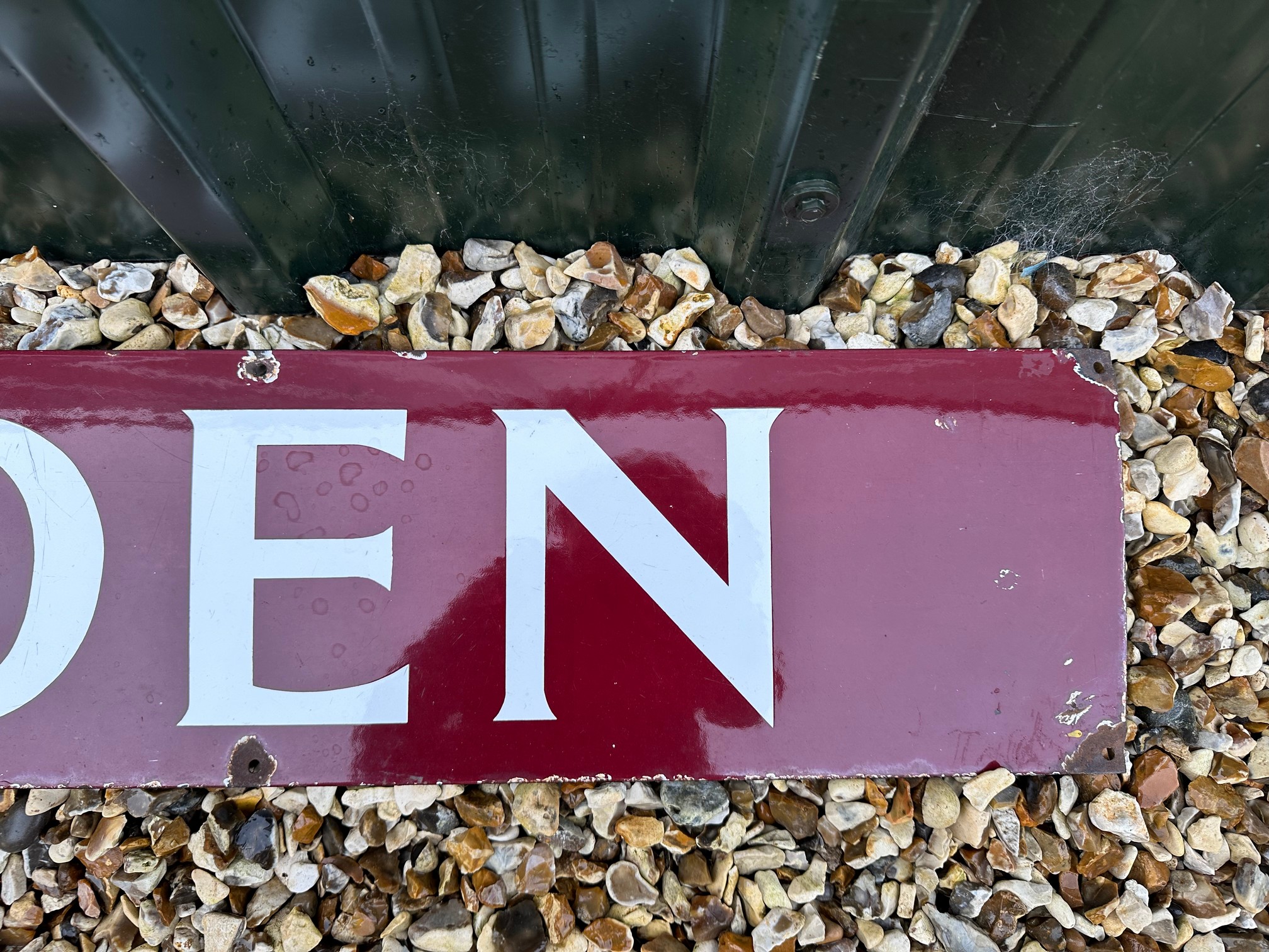 A Maiden enamel railway sign, 48 x 8". - Bild 5 aus 5