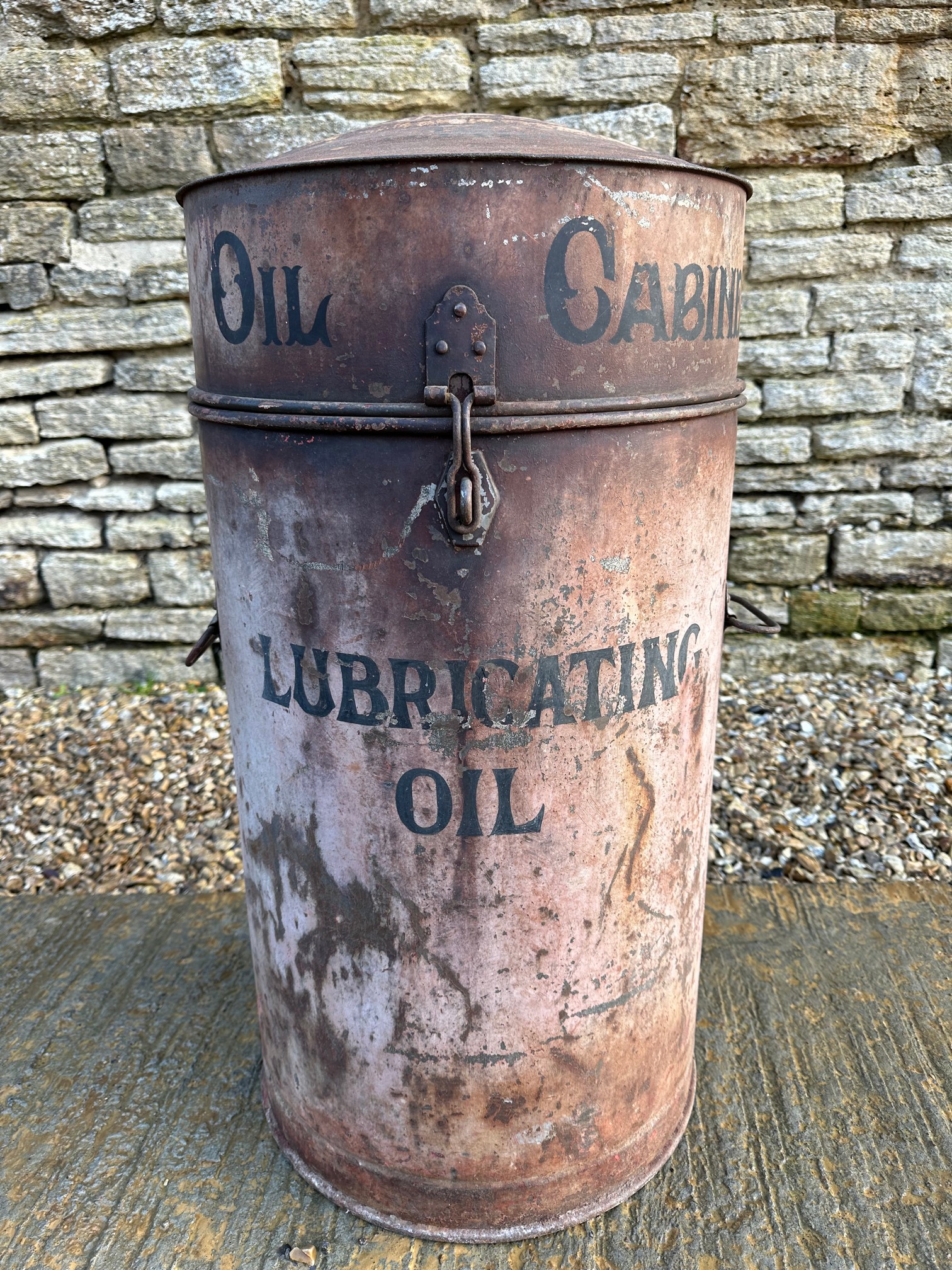 A 12 gallon lubricating oil cabinet.