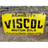 A rare Bennett's Viscol Motor Oils 'keep your engine always young' enamel advertising sign, with