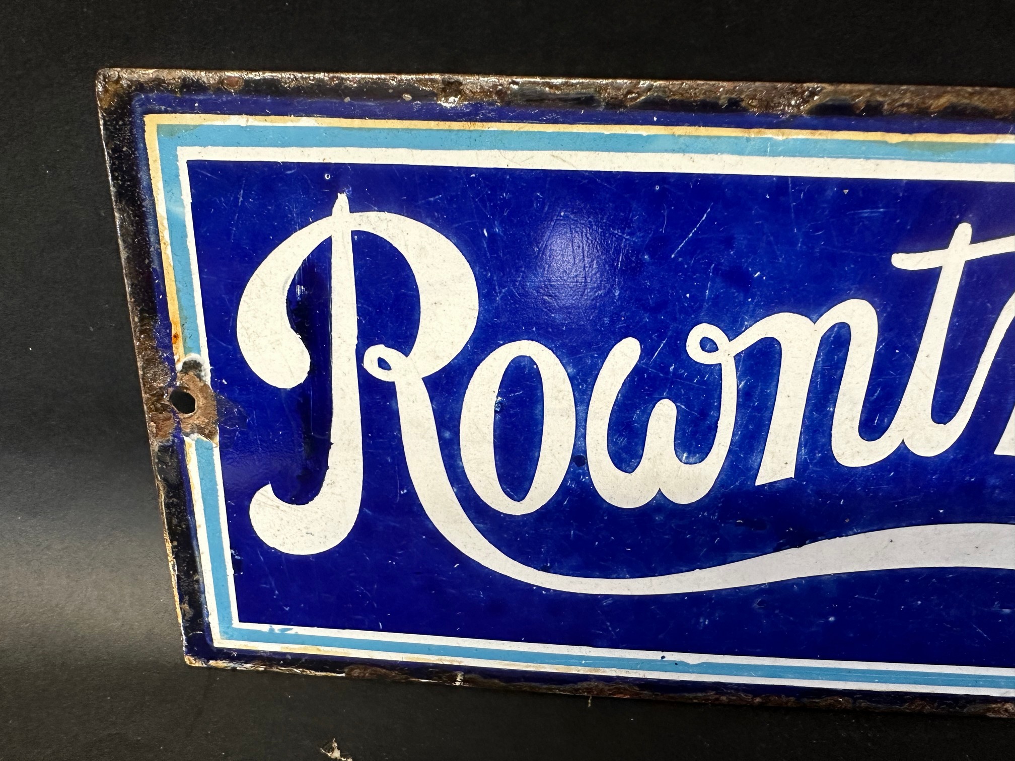 A Rowntree's Cocoa strip enamel advertising sign, 25 x 5 1/2", some professional restoration. - Image 3 of 6