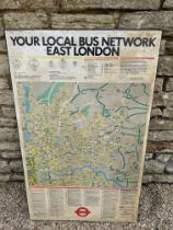 An East London Bus map on board, dated April 1984, 25 1/4 x 40 1/2".