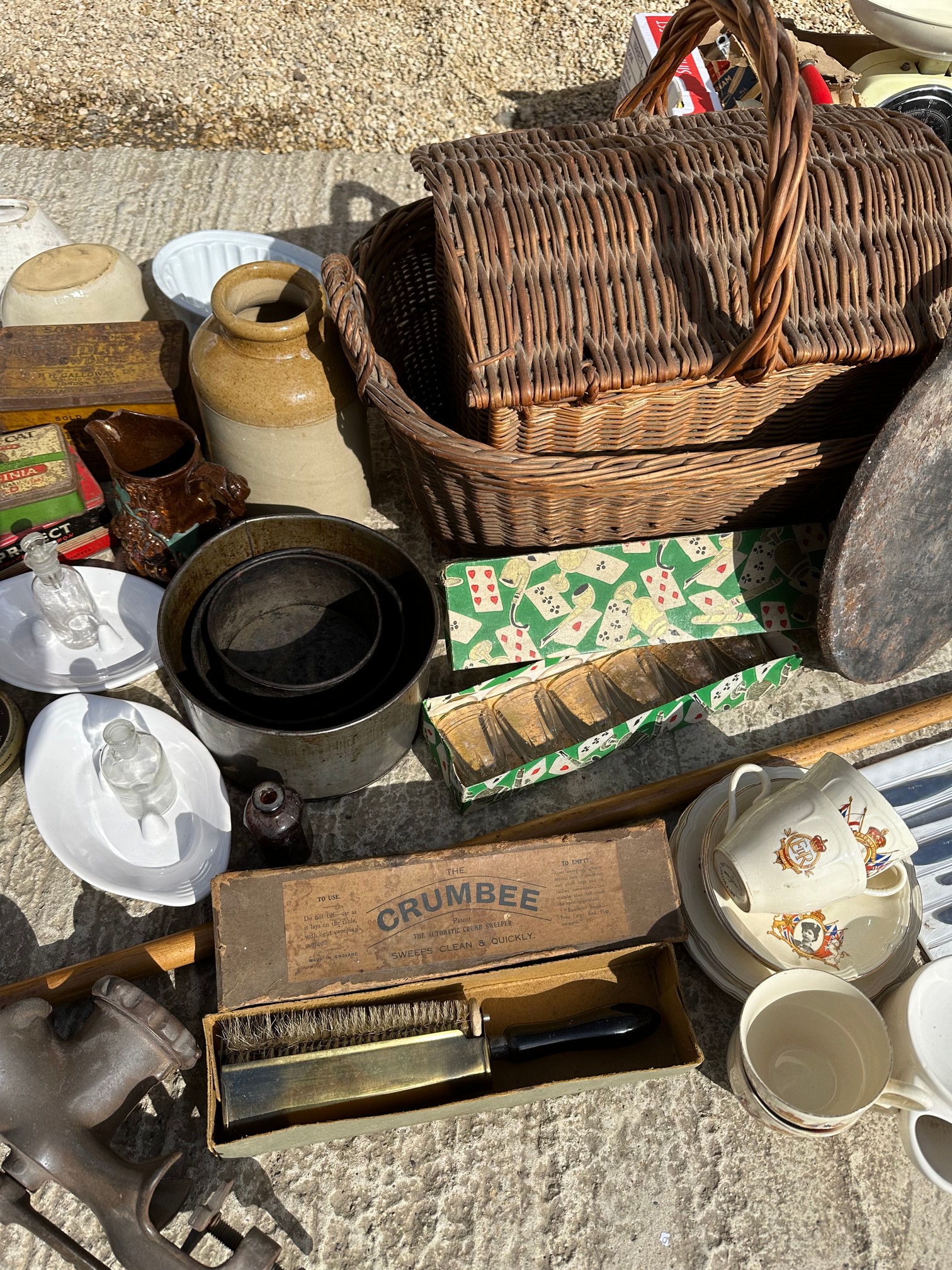 A large selection of kitchenalia inc. commemorative ware, tins, baskets, brushes, jelly moulds, - Image 4 of 8