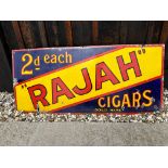 A tobacco enamel sign advertising Rajah Cigars at 2d each by Stainton & Hulme Ltd. B'Ham, 41 1/2 x