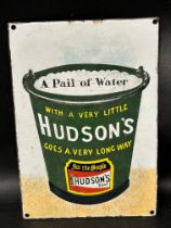 A rare variation of a Hudson's Soap bucket enamel advertising sign, some professional restoration, 7