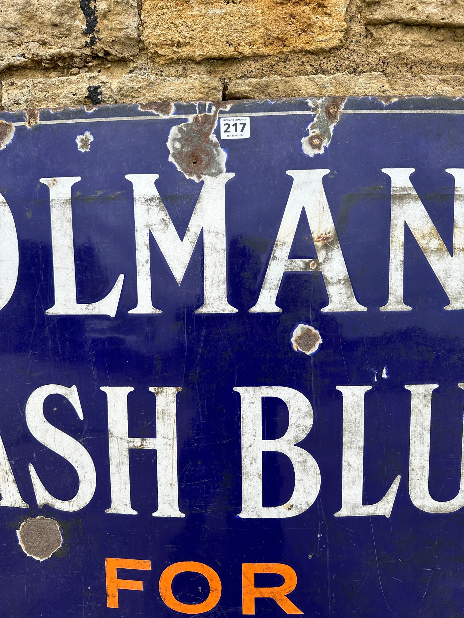 A Colman's Wash Blue - for Snow White Linen enamel advertising sign, 38 x 36". - Image 4 of 8