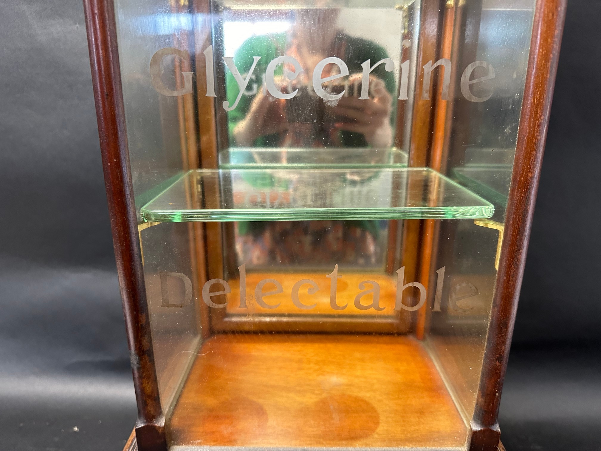 An Allen & Hanburys' Jujubes & Pastilles display cabinet with glass pediment and etched Voice, - Image 5 of 10