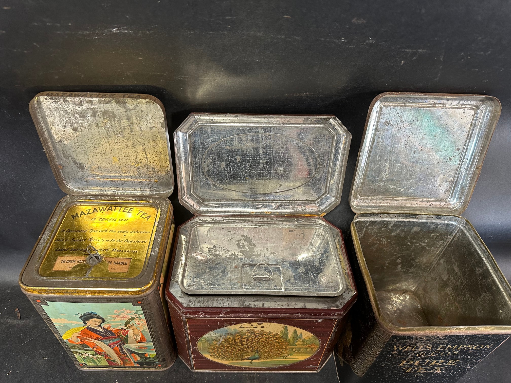 Three tea tins: Mazawattee 3lbs tin with designs of Oriental ladies, The Liverpool China & India Co. - Image 2 of 9