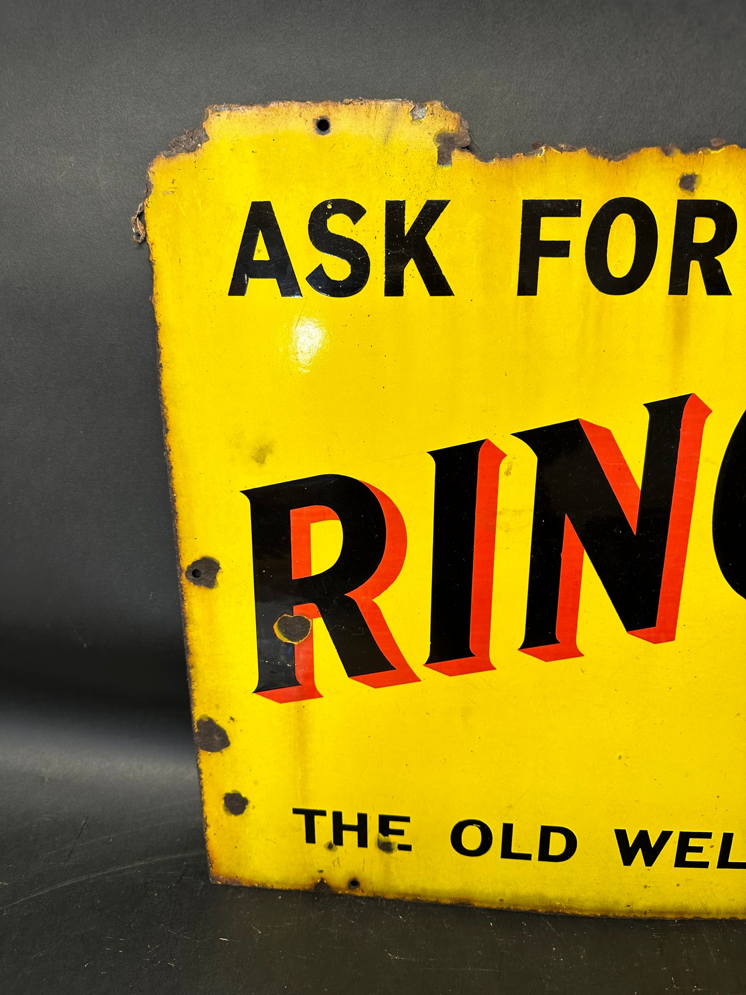 A Ringer's Shag 'The Old Welsh Favourite' enamel advertising sign, 30 x 20". - Bild 3 aus 5