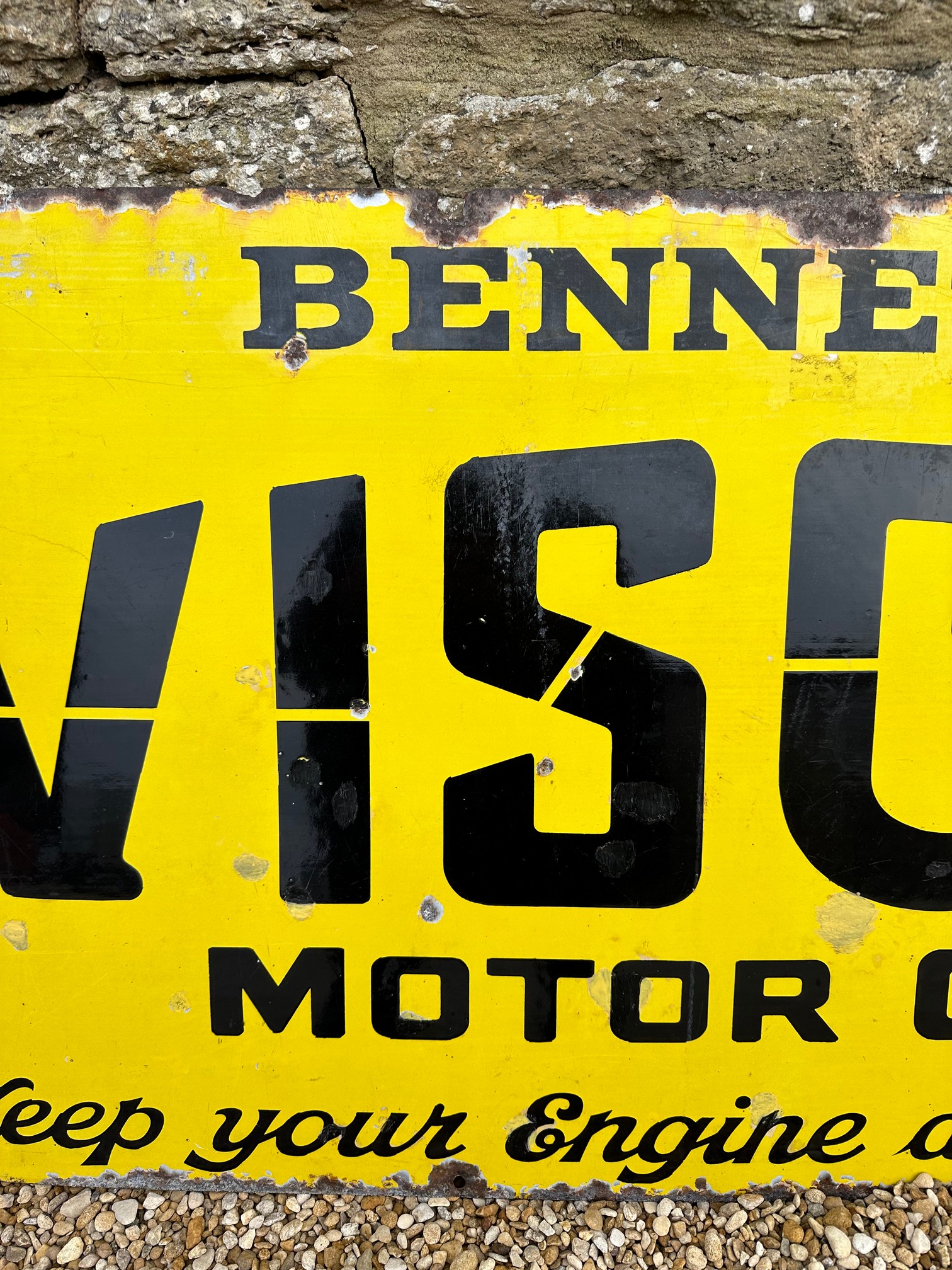 A rare Bennett's Viscol Motor Oils 'keep your engine always young' enamel advertising sign, with - Bild 4 aus 6