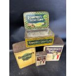 Four Rowntree's confectionery tins: three for Rowntree's Toffee and a Clear Gums Liquorice Tablets