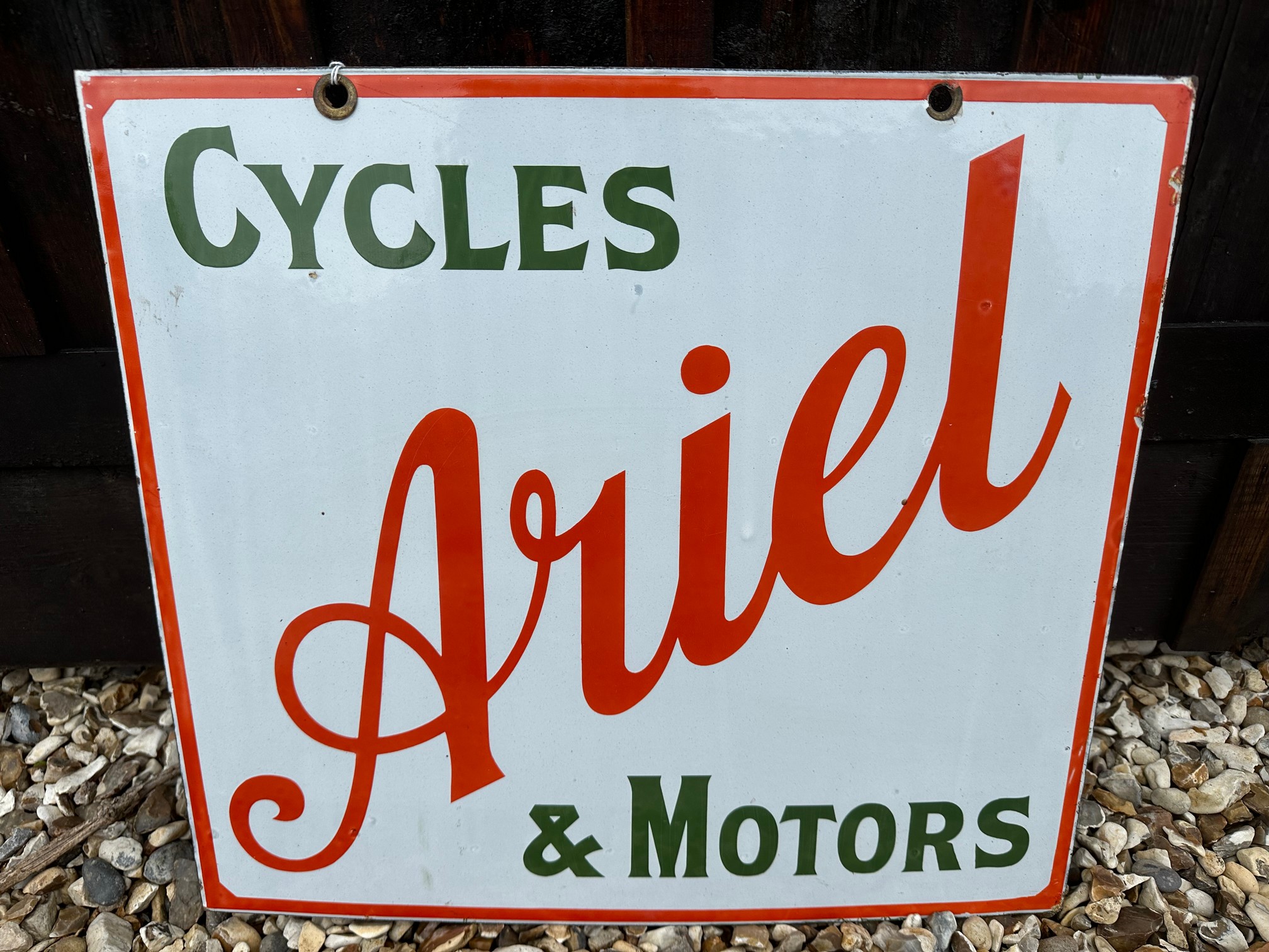 An Ariel Cycles & Motors hanging double sided enamel advertising sign, 20 x 18". - Image 2 of 2