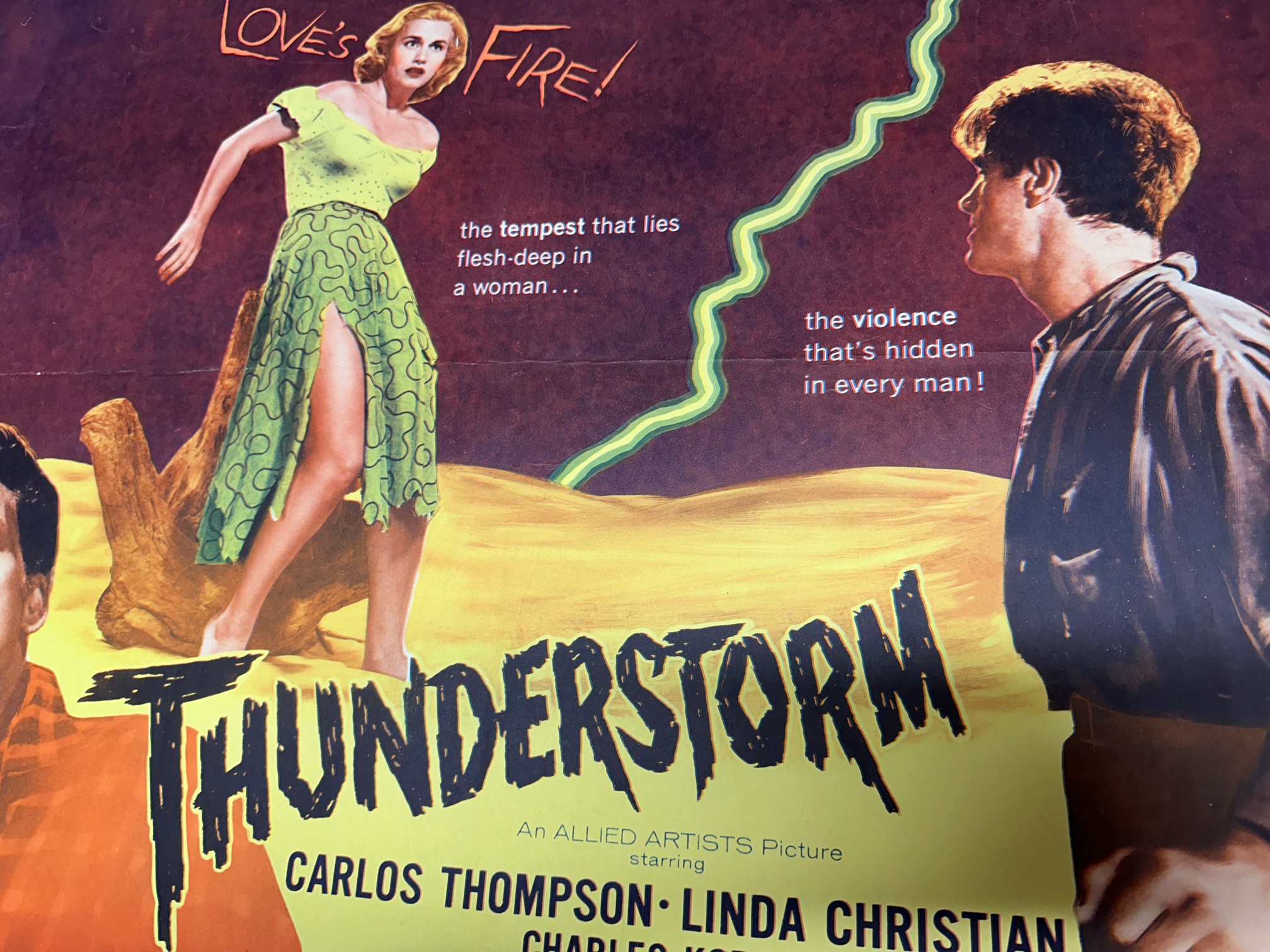 An original 1956 Allied Artists USA film poster for Thunderstorm, produced by Binnie Barnes starring - Image 4 of 8