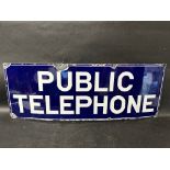 A Public Telephone enamel sign, 33 x 12".