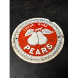 A Pears enamel advertising sign plaque, 7" diameter.