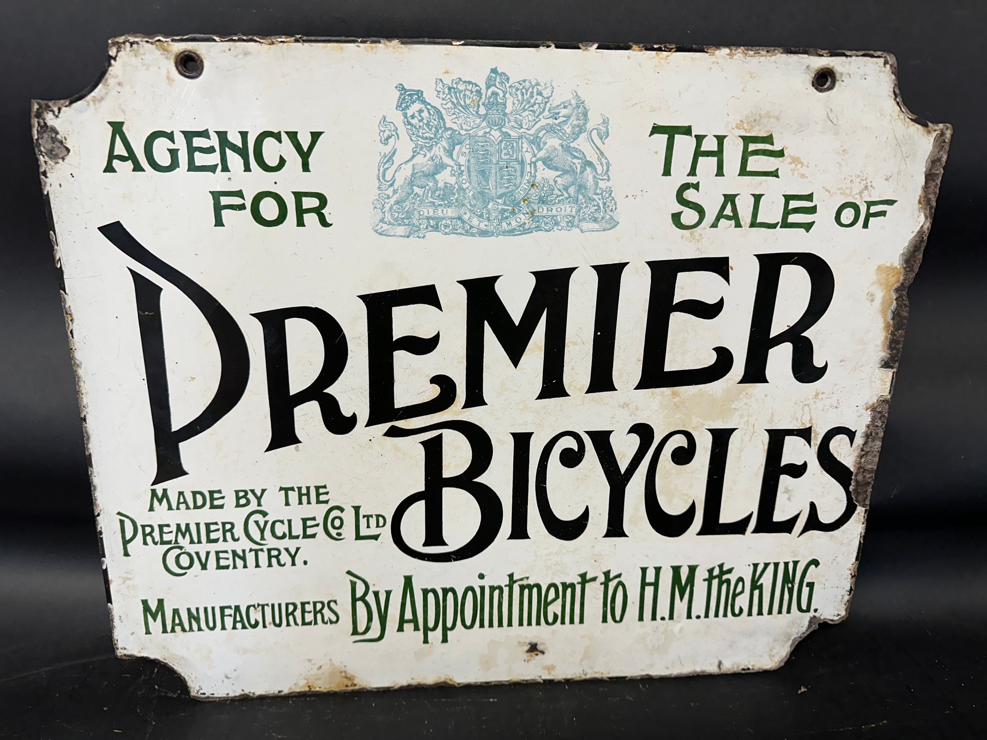 A Premier Bicycles double sided enamel advertising sign by the Premier Cycle Co. Ltd. Coventry, - Image 2 of 2