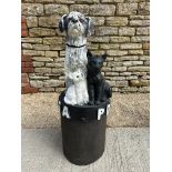 A PDSA charity donation box with a dog and two cats, 39" tall.