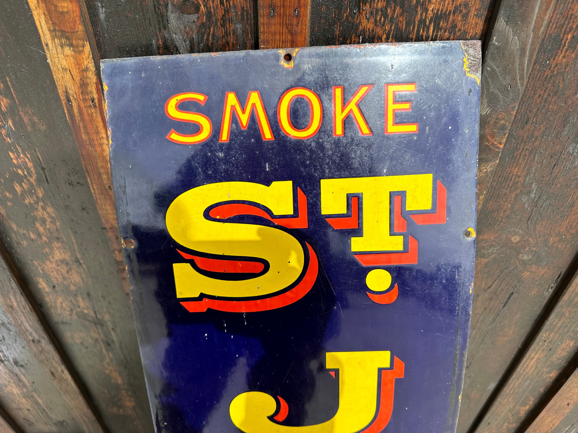 A Smoke St. Julien enamel advertising sign, 12 x 43". - Image 3 of 6