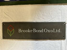 A Brooke Bond Oxo Ltd. brass door push/plaque, 12 x 3/4".