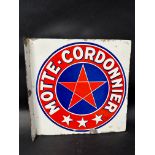 A Motte-Cordonnier enamel sign advertising the French beer brand, 18 x 17 3/4".