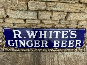An R. White's Ginger Beer enamel advertising sign by Falkirk Iron Co. Ltd., 54 x 14".
