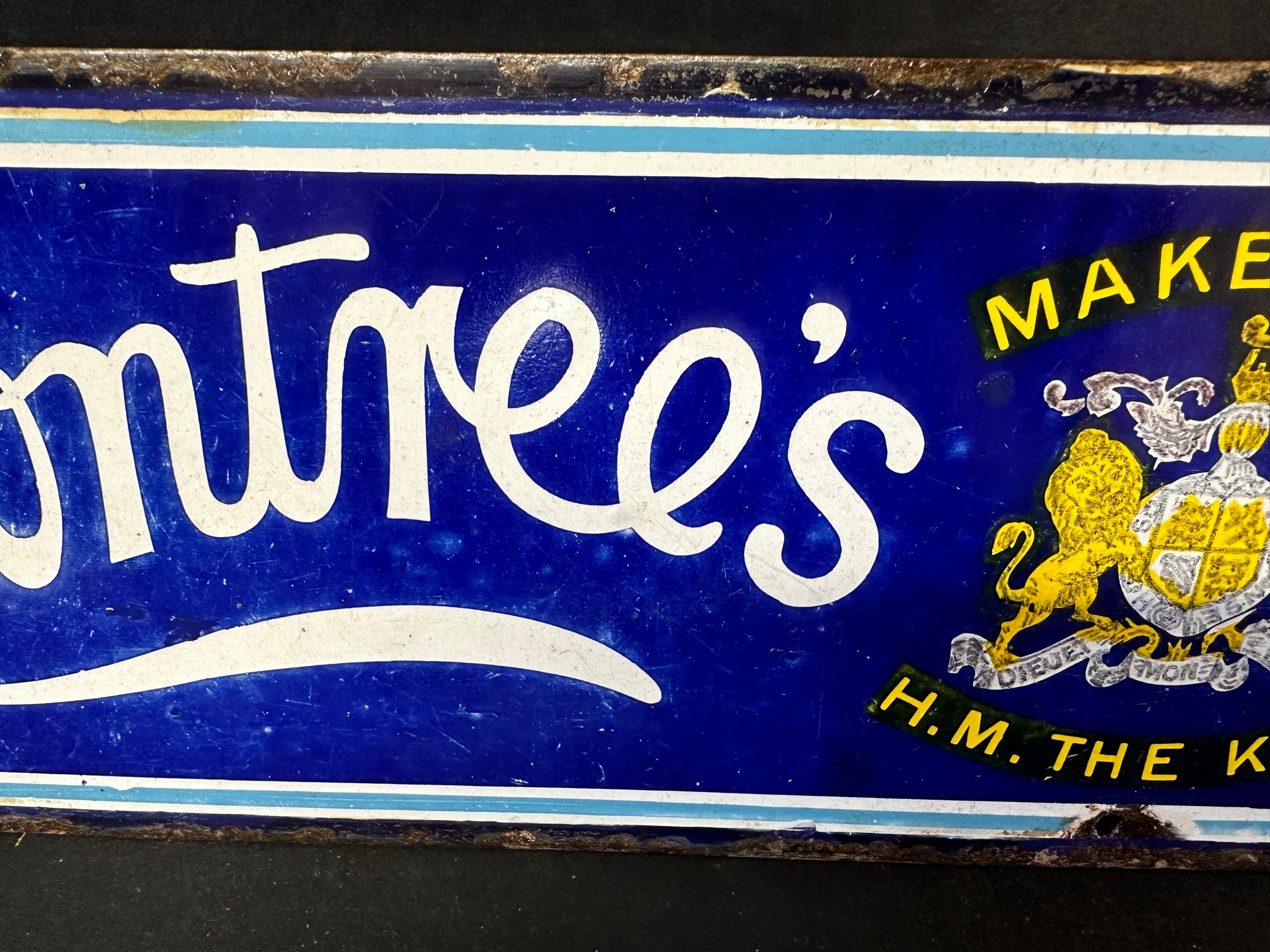 A Rowntree's Cocoa strip enamel advertising sign, 25 x 5 1/2", some professional restoration. - Image 4 of 6