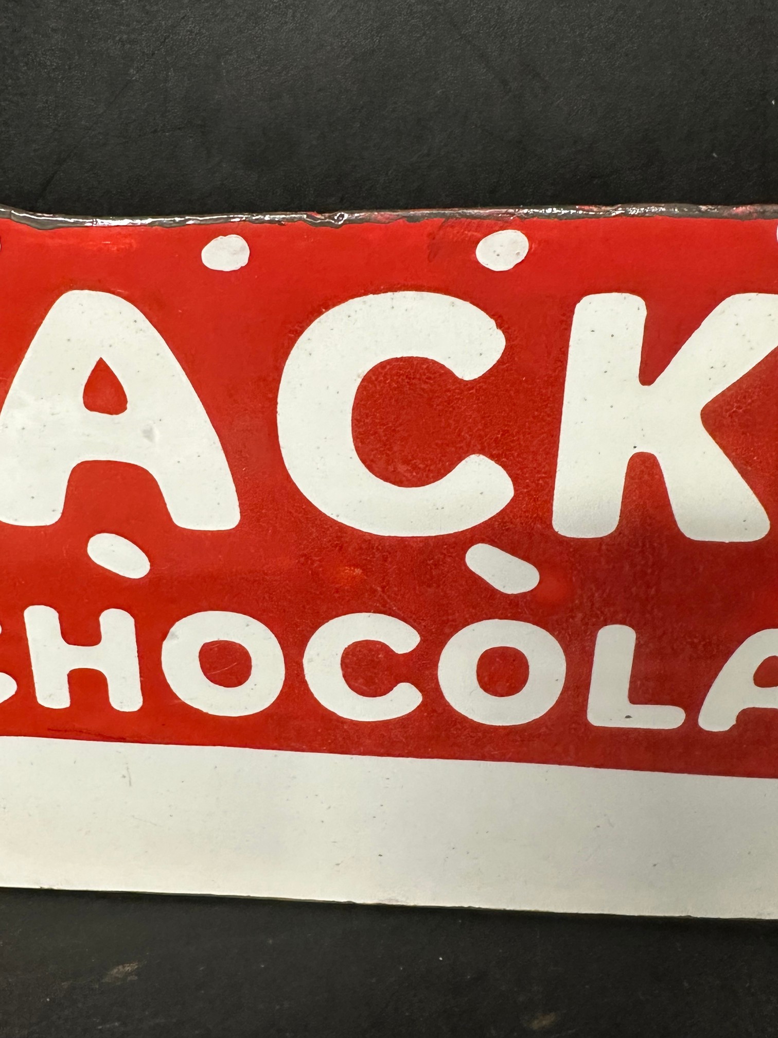 A Packer's Chocolates die cut double sided enamel advertising sign in the form of a dog, with - Image 10 of 13