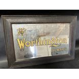 A framed bevel edged Worthington Always pub advertising mirror, 18 3/4 x 12 3/4".