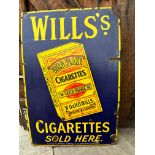 A Wills's Gold Flake Cigarettes Sold Here pictorial 'packet' enamel advertising sign, issued by