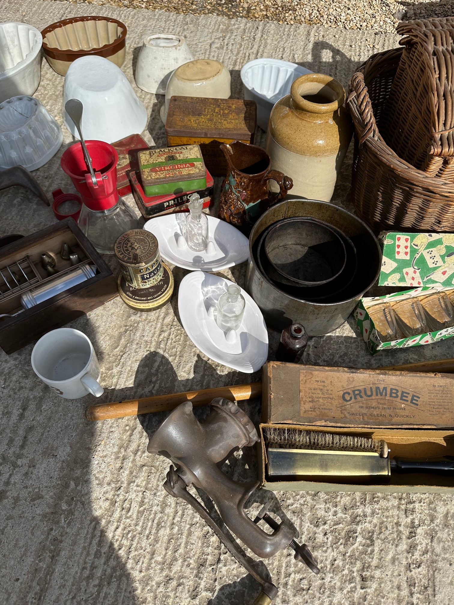 A large selection of kitchenalia inc. commemorative ware, tins, baskets, brushes, jelly moulds, - Image 3 of 8