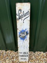 A Stephens' Ink For ALL Fountain Pens vertical 'splash' enamel advertising sign, 8 1/4 x 44 1/4", by