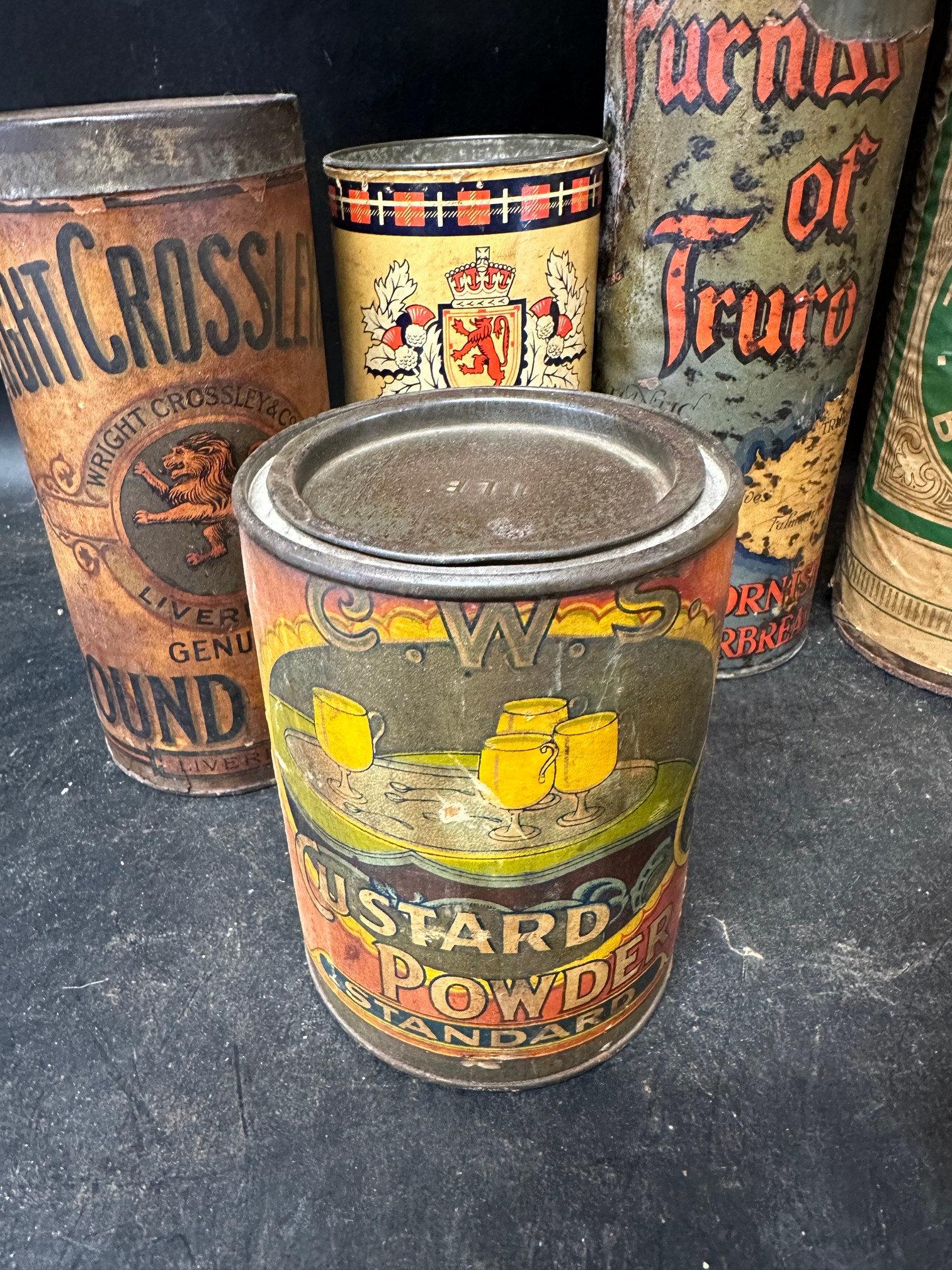 Seven early food tins including Fortts of Bath thin ginger biscuits, Cornish Gingerbread, C.W.S. - Image 8 of 8