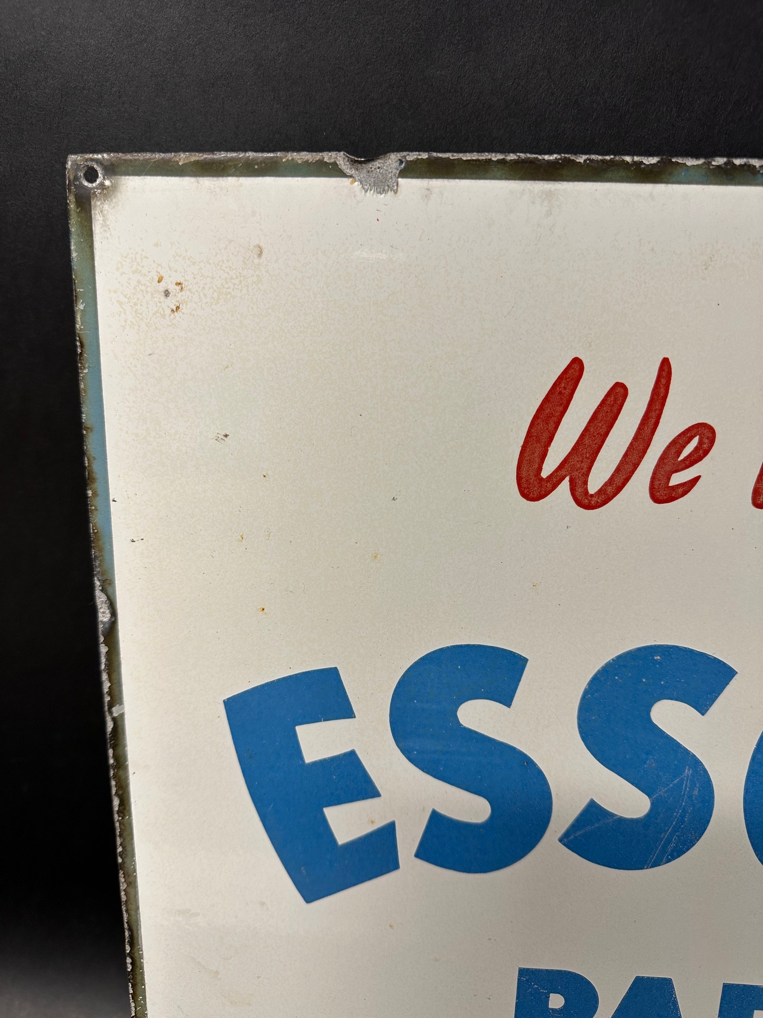 An Esso Blue Paraffin double sided enamel sign with hanging flange. Marked as Property of E.P.Co - Image 4 of 10