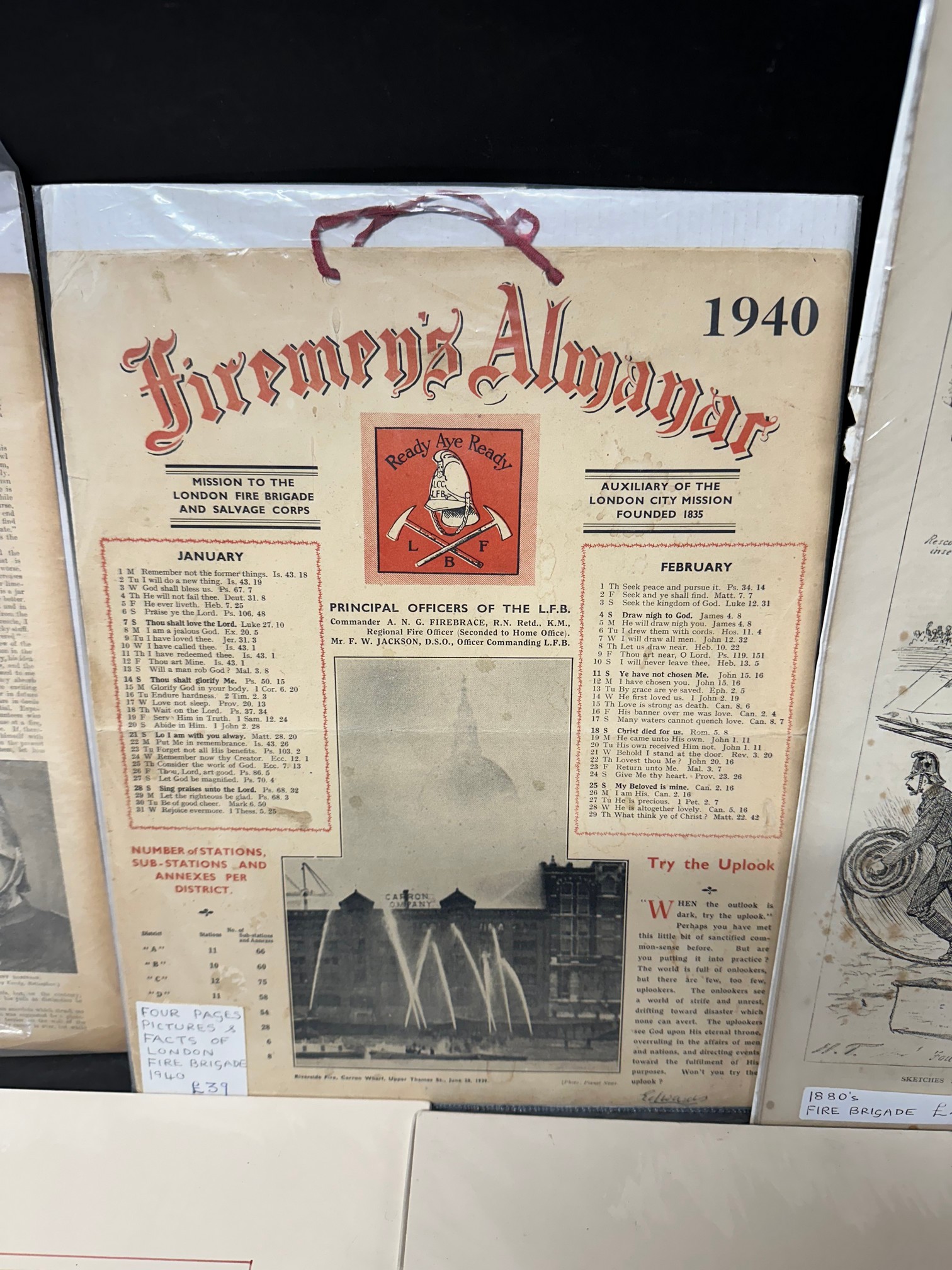 Fire Brigade lot - a 1940 Fireman's Almanar - four pages, facts and pictures ref. London Fire - Image 4 of 6