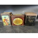 Three tea tins: Mazawattee 3lbs tin with designs of Oriental ladies, The Liverpool China & India Co.