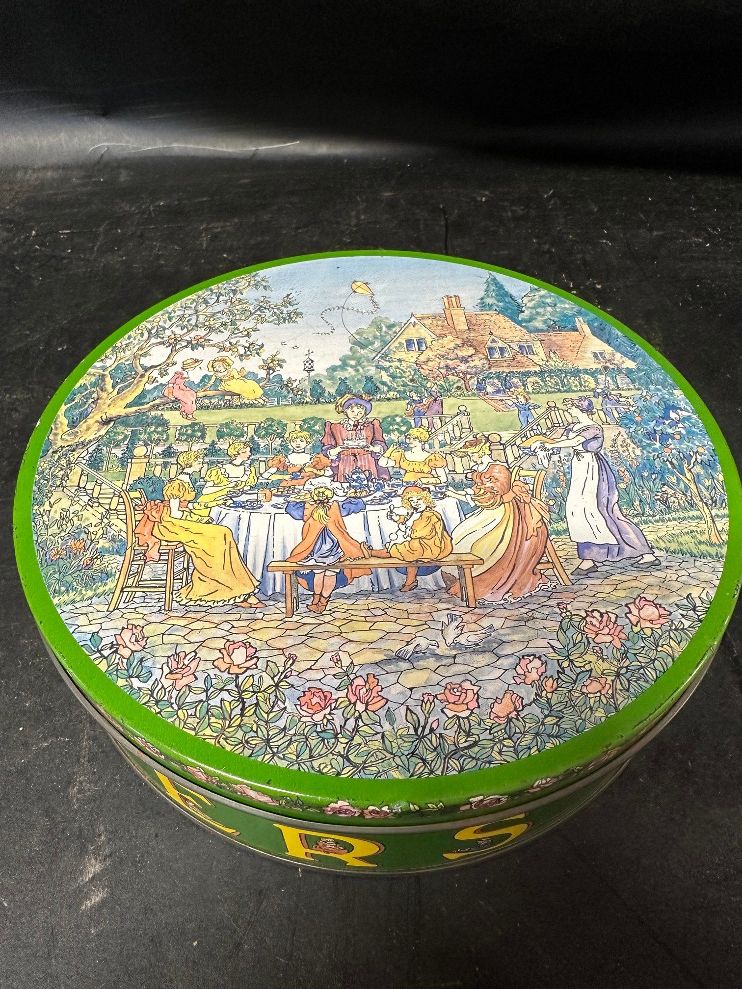 A 1980 collectable Huntley & Palmers X-rated "rude tin". Freelance artist Mick Hill added a