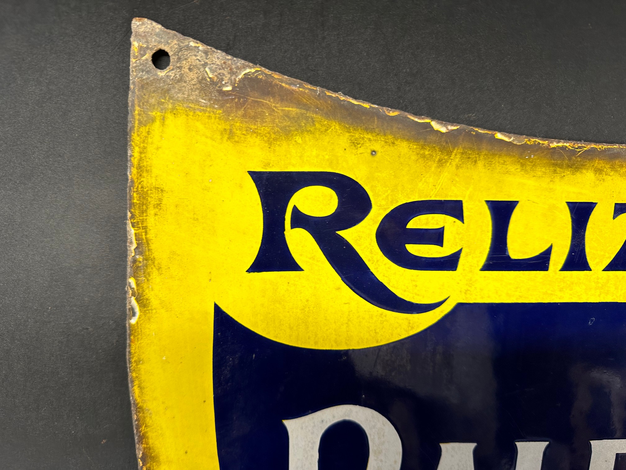 A Raleigh Cycles - Reliable, Rigid Rapid shield-shaped double sided enamel advertising sign, 17 3/ - Image 2 of 6