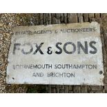 A Fox & Sons Estate Agents & Auctioneers of Bournemouth, Southampton and Brighton enamel advertising