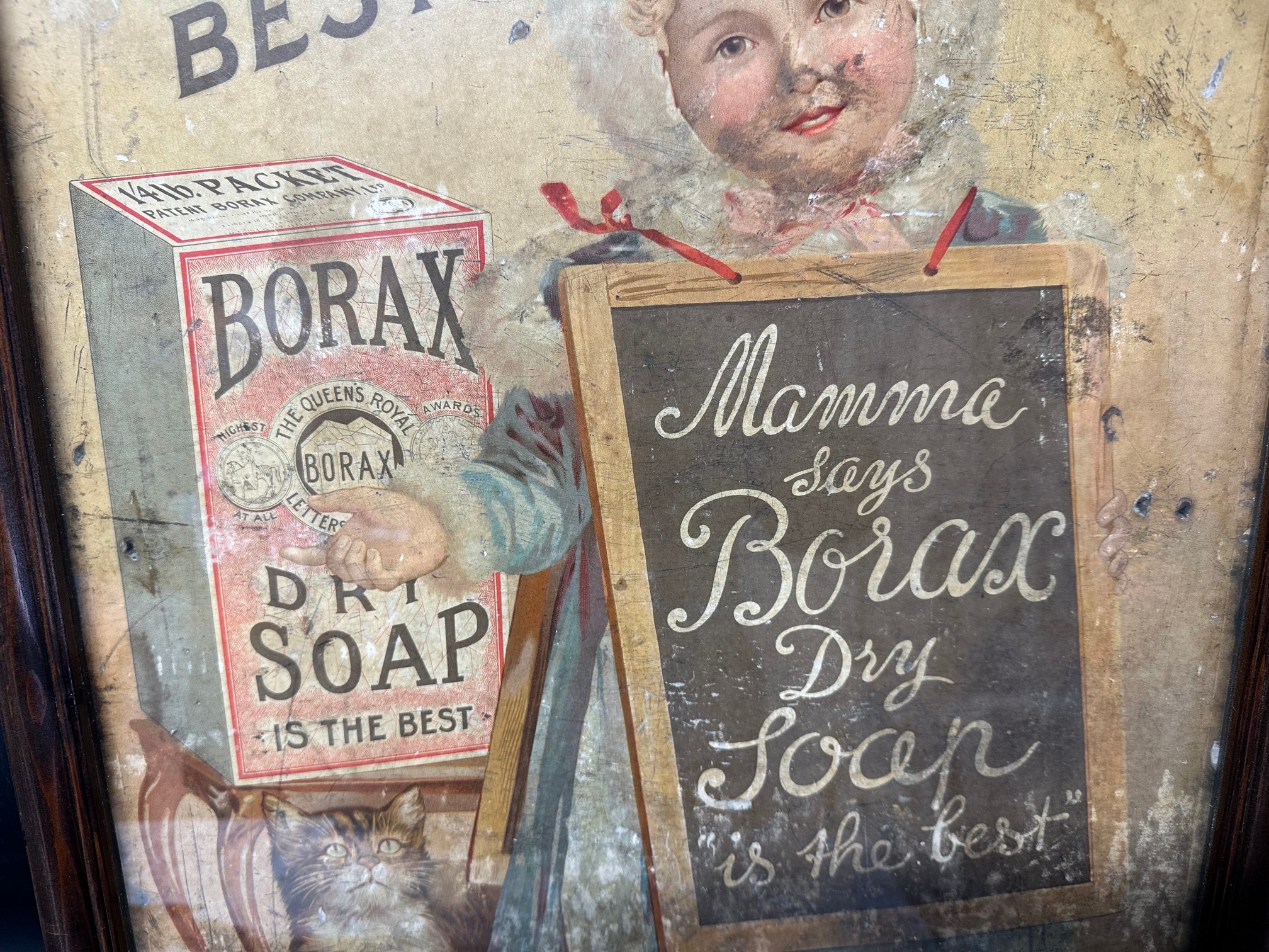 A double sided Borax Dry Soap pictorial showcard, fantastically framed to display both sides, 19 1/4 - Image 5 of 7