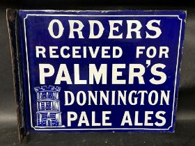 A Palmer's Donnington Pale Ales double sided enamel advertising sign with hanging flange, small