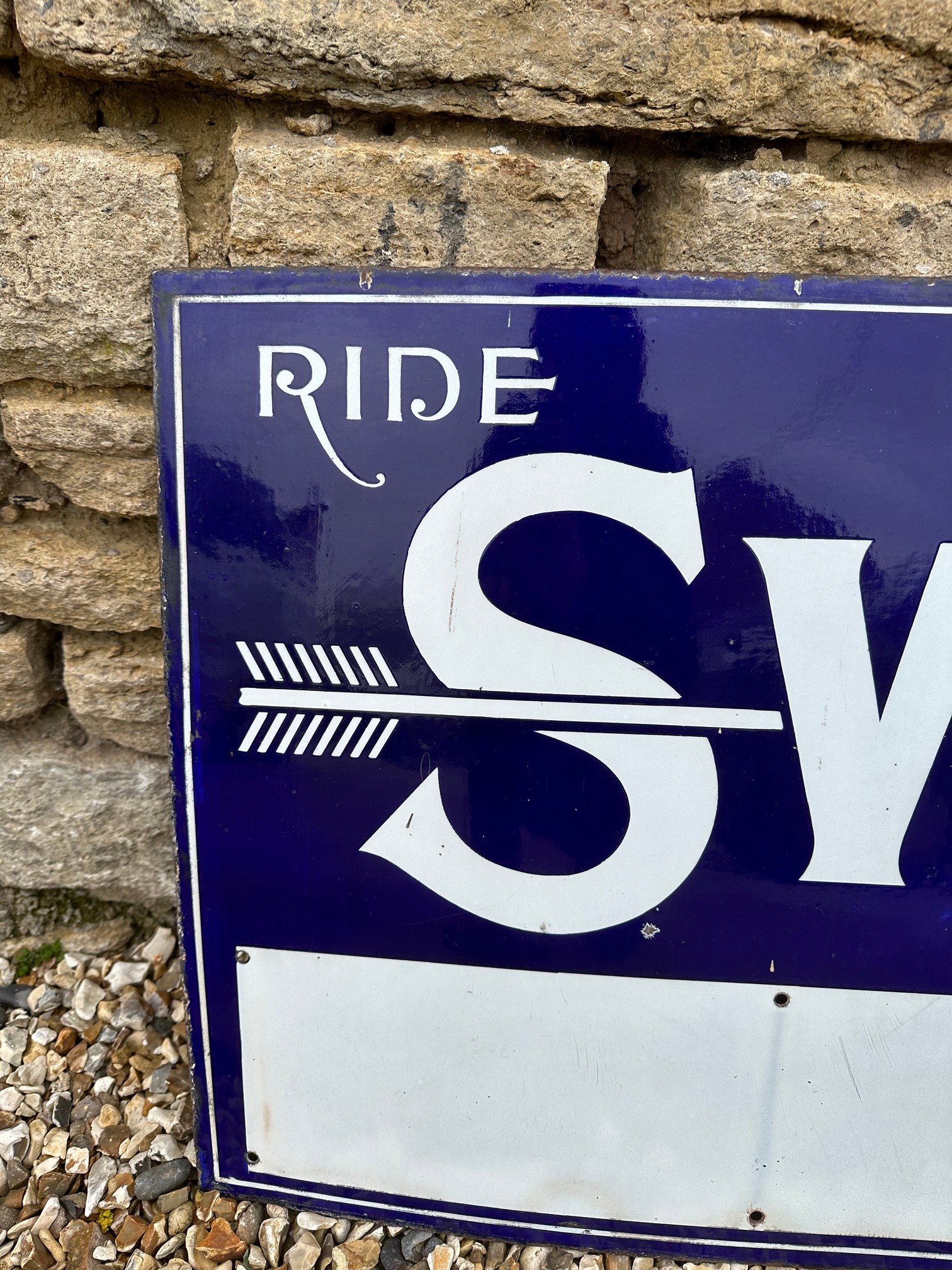 A Ride Swift Cycles - By Royal Appointment large enamel advertising sign by Imperial Enamel Co. Ltd. - Image 3 of 6