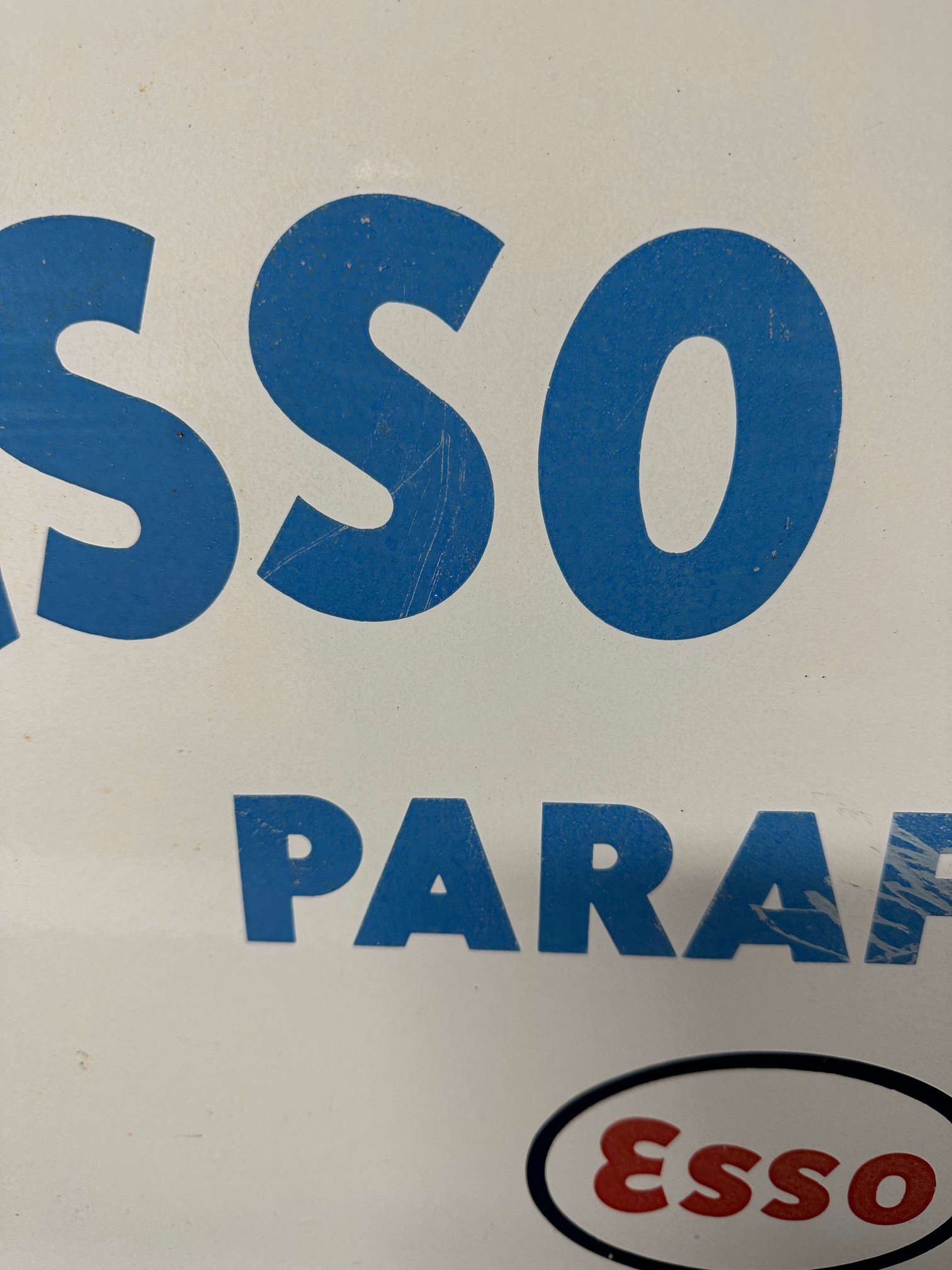 An Esso Blue Paraffin double sided enamel sign with hanging flange. Marked as Property of E.P.Co - Image 2 of 10