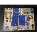 A presentation case of wartime and other badges, buttons insignia etc. inc. enamel, Chivers on