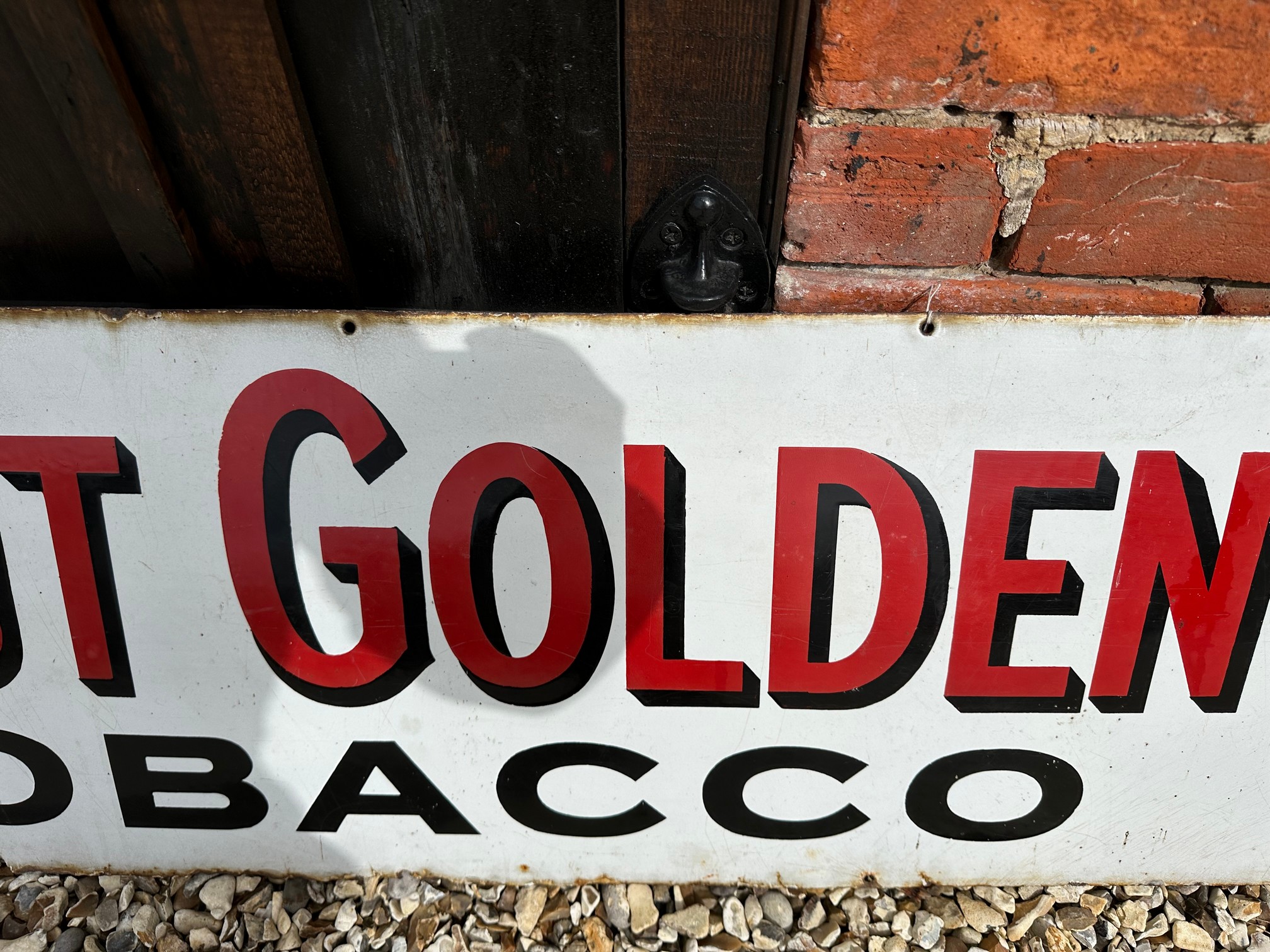 A Wills's "Cut Golden Bar" Tobacco enamel advertising sign, 72 x 15". - Bild 4 aus 5