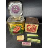 A selection of early advertising tins to include Brooke Bond, Marmite, Wincarnis, Bisto and Colman's