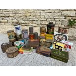 A selection of food tins inc. Maison Lyons, Dorsella, Oster Milk, Peek Frean's Co-op etc.