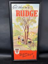 A framed and glazed Rudge 'Britain's Best Bicycle' advertisement unusually with Raleigh Industries