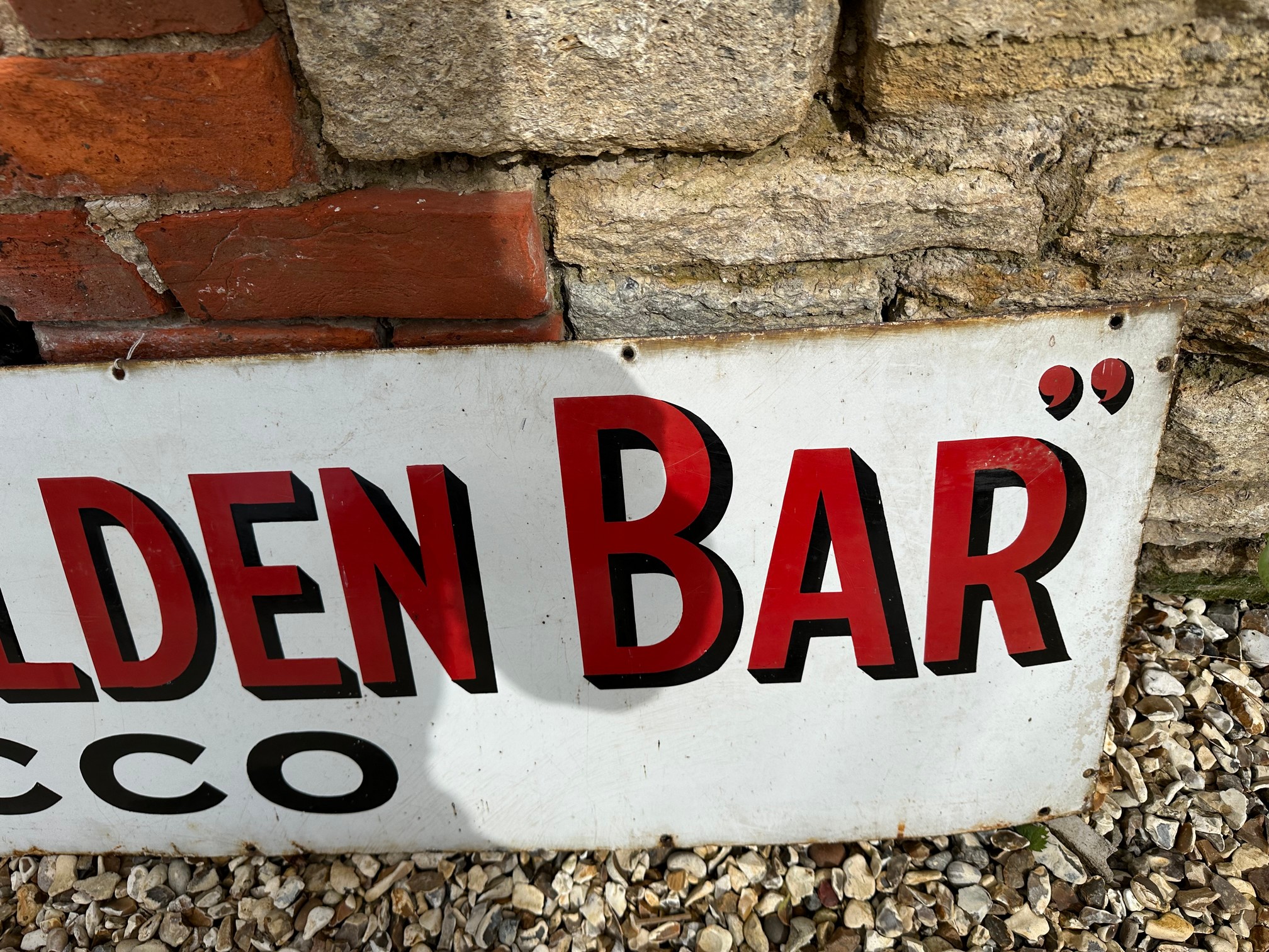 A Wills's "Cut Golden Bar" Tobacco enamel advertising sign, 72 x 15". - Image 5 of 5