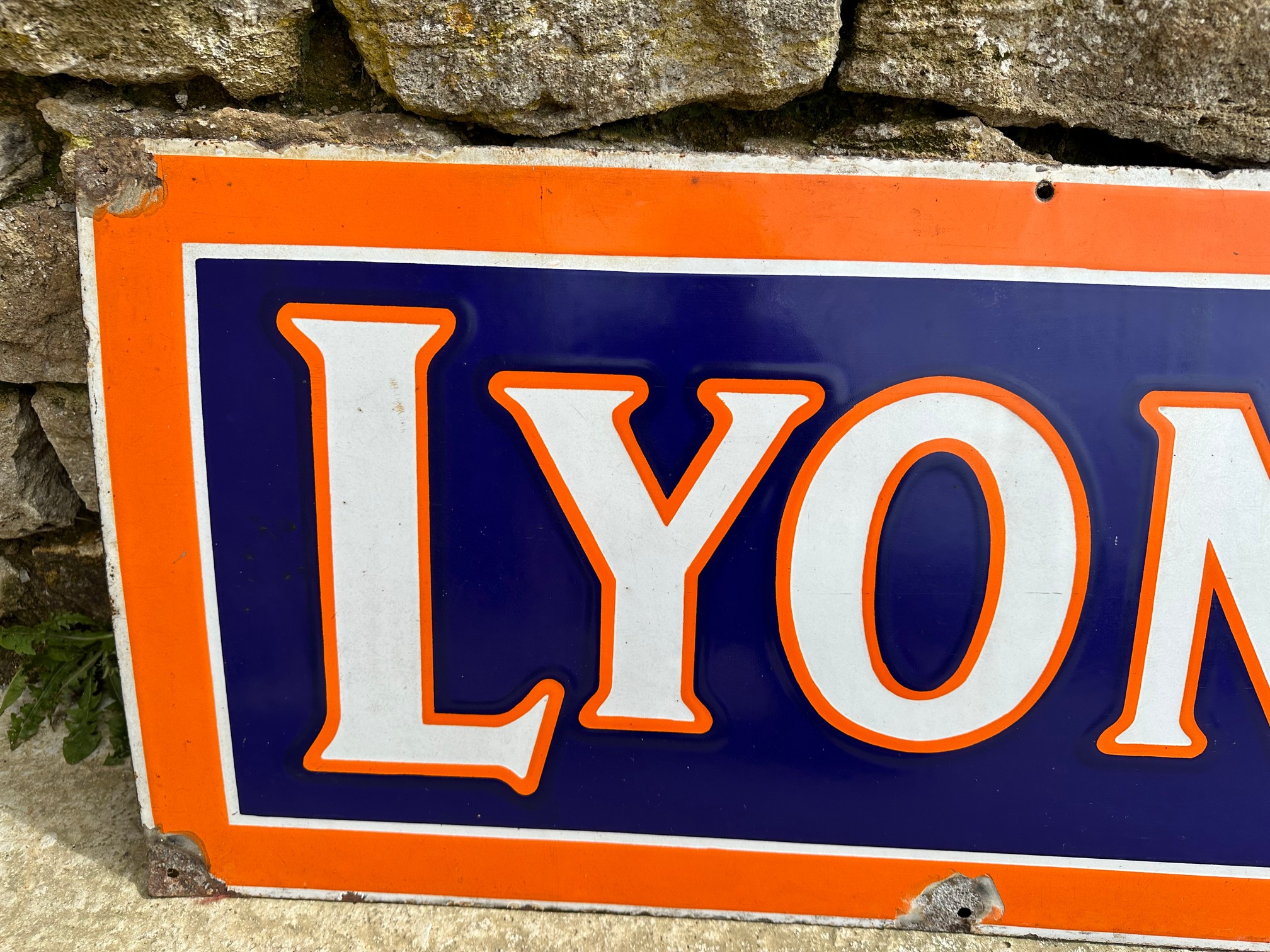 A Lyons' Tea enamel advertising sign, 58 3/4 x 17 3/4". - Bild 3 aus 5