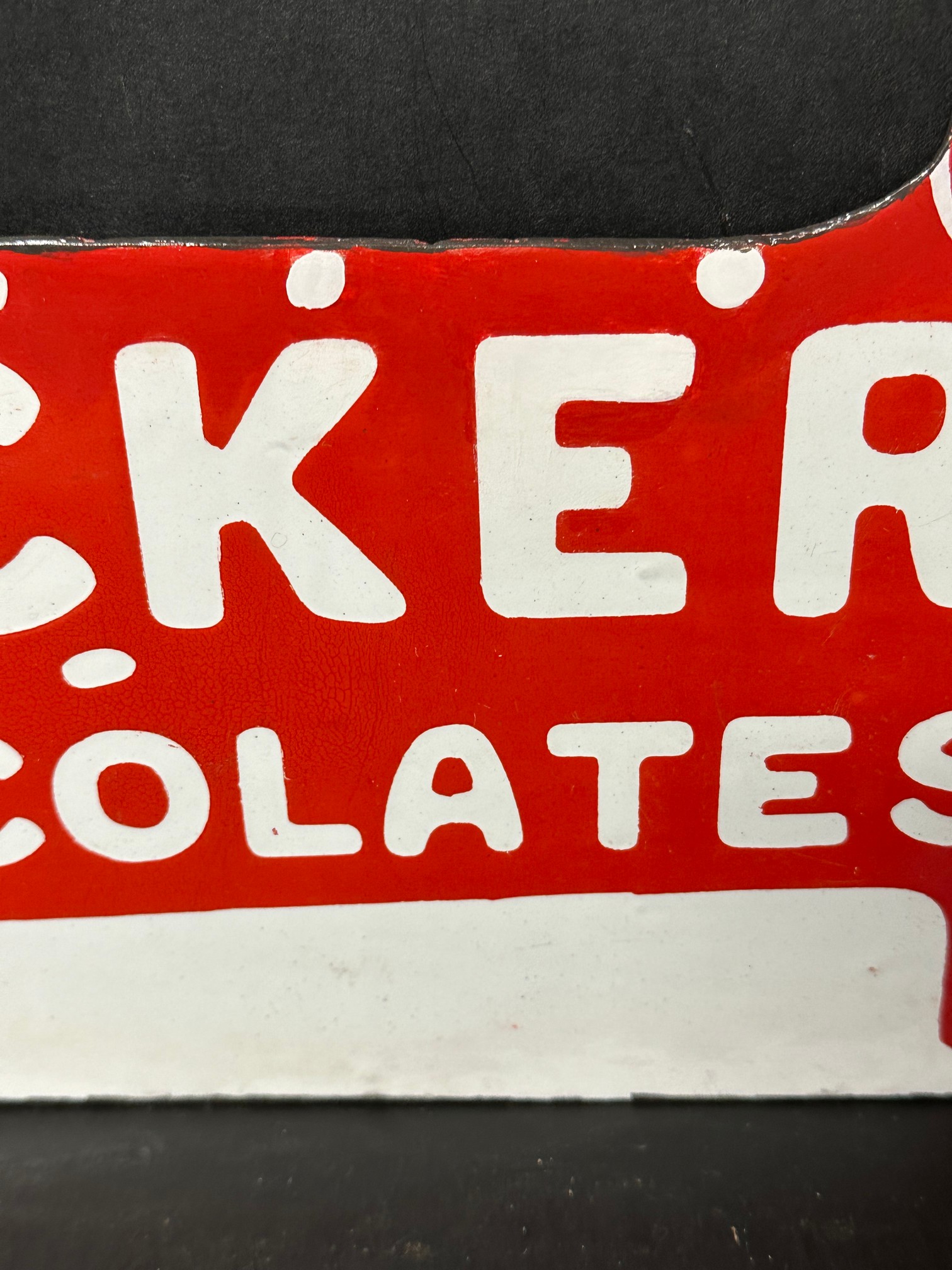 A Packer's Chocolates die cut double sided enamel advertising sign in the form of a dog, with - Image 4 of 13